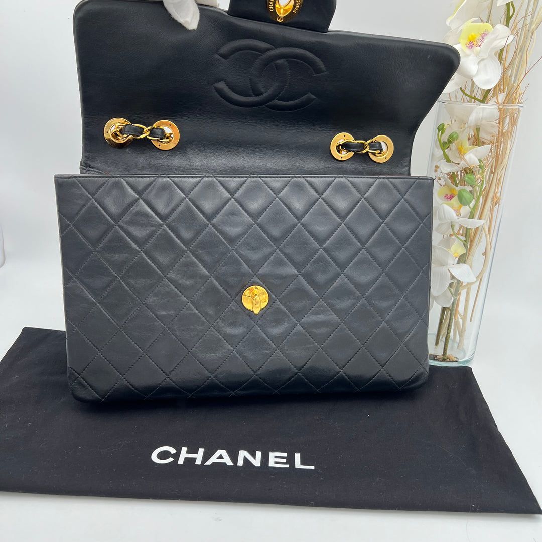 CHANEL LAMBSKIN DOUBLE FLAP MAXI