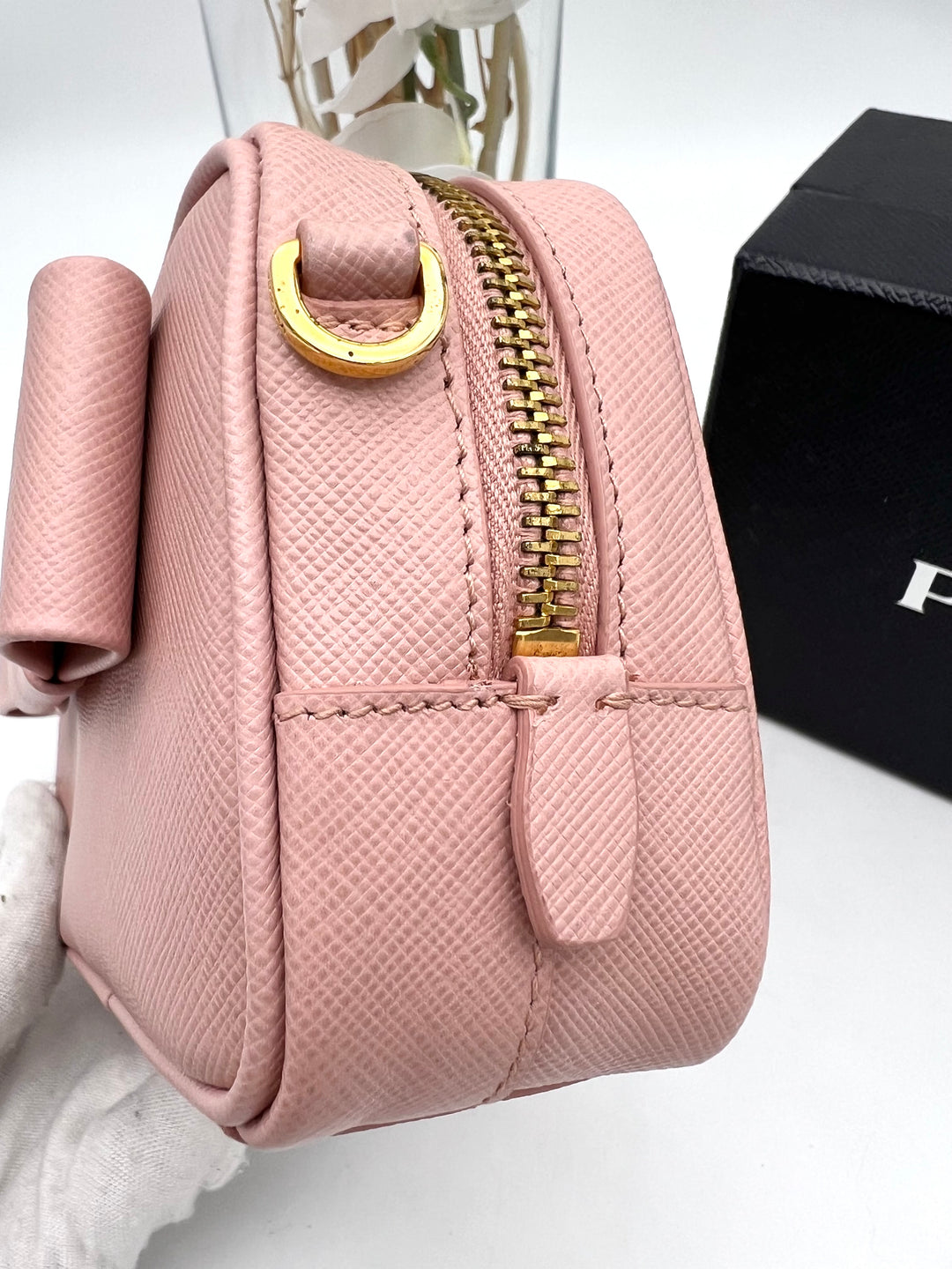PRADA MINI RIBBON CAMERA BAG SAFFIANO PINK