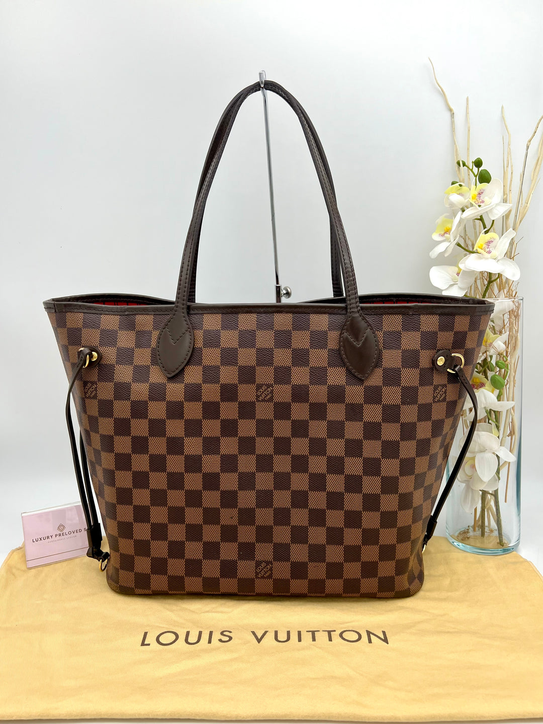 LOUIS VUITTON NEVERFULL MM DAMIER W/ POUCH