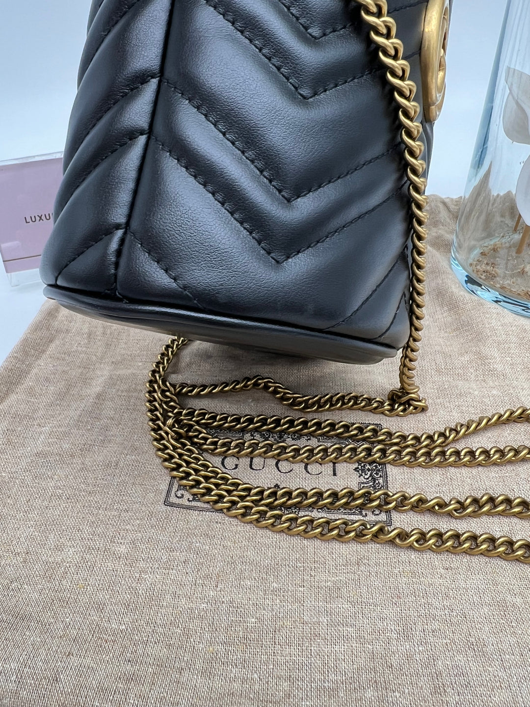 GUCCI MARMONT QUILTED GHW BUCKET BAG