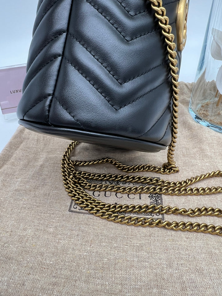 GUCCI MARMONT QUILTED GHW BUCKET BAG