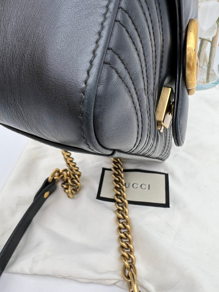 GUCCI GG MARMONT TOP HANDLE MINI CHAIN SHOULDER BAG