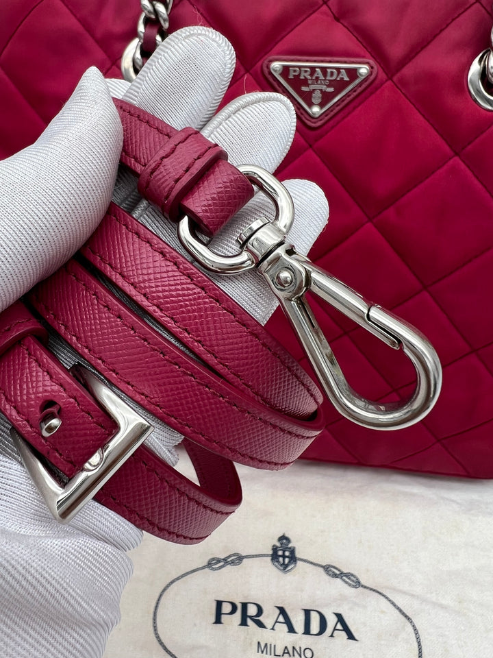 PRADA QUILTED TESSUTO CHAIN SHOULDER BAG