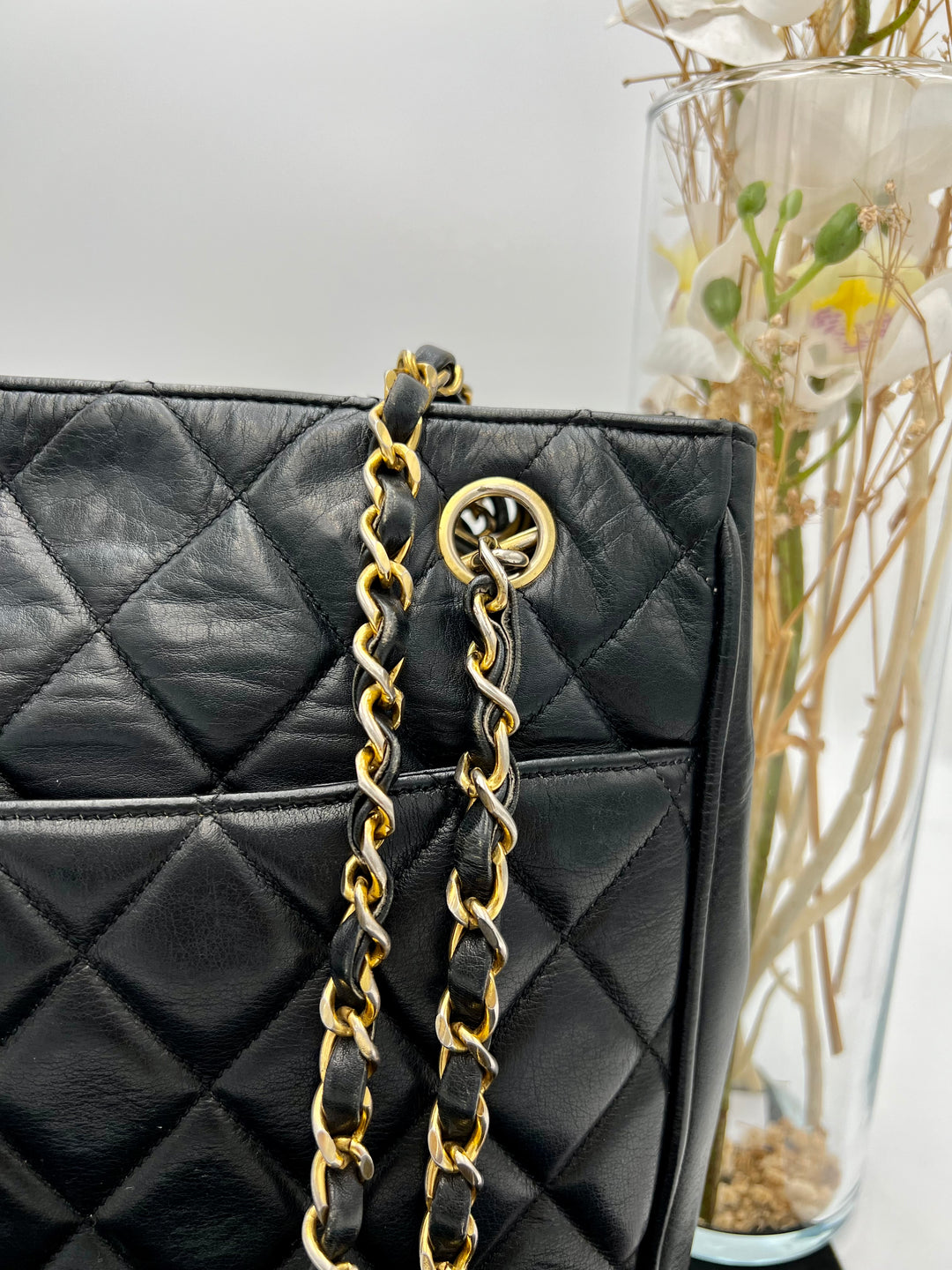 CHANEL VINTAGE LAMBSKIN SHOPPING TOTE BAG