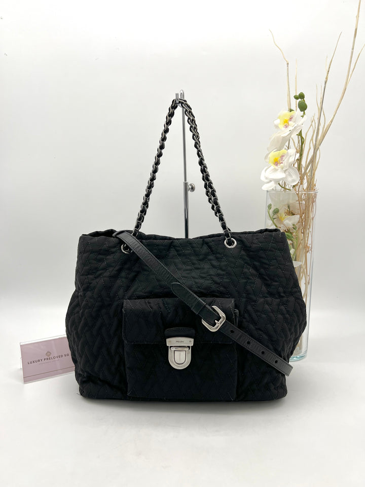 PRADA NYLON QUILTED CHAIN 2 WAY BAG