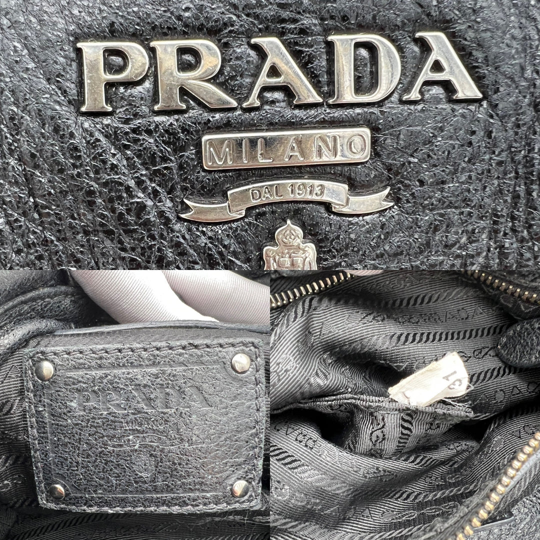 PRADA METALLIC CALF LEATHER CHAIN SHOULDER BAG