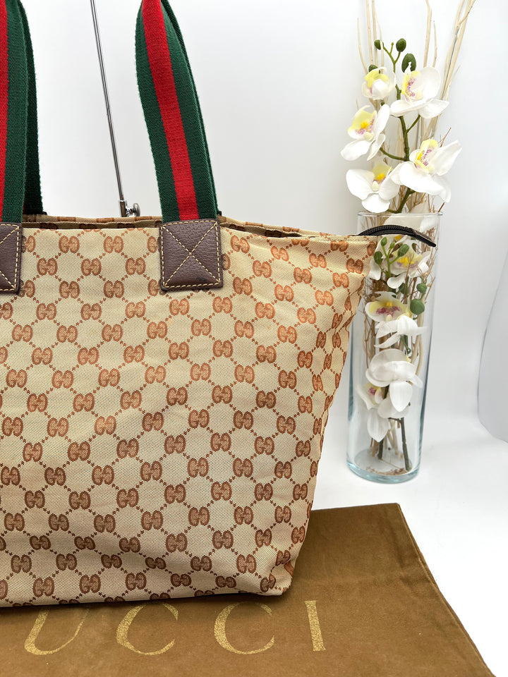 GUCCI OPHIDIA CANVAS TOTE BAG