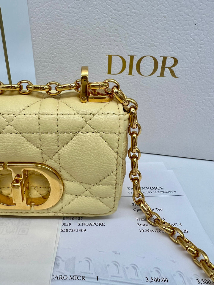 CHRISTIAN DIOR QUILTED CARO MICRO CANNAGE CALFSKIN