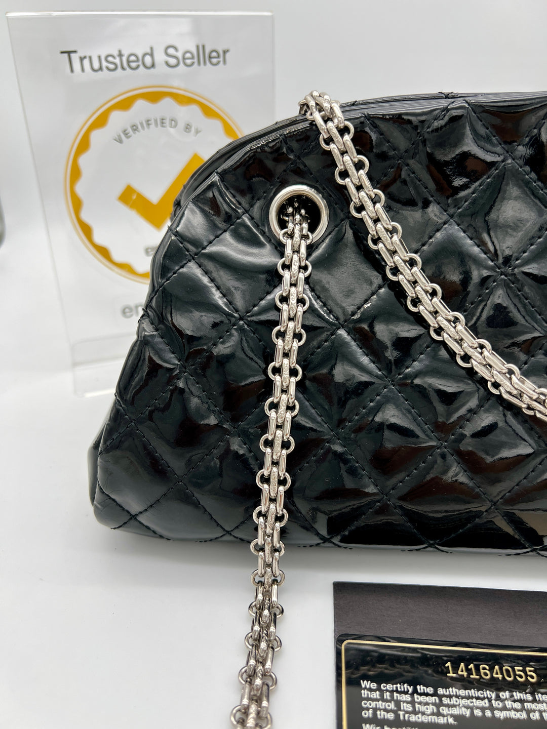 CHANEL QUILTED PATENT MADAMOISELLE