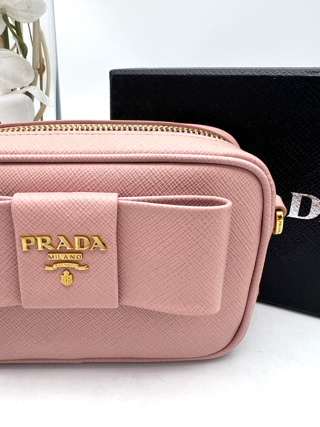 PRADA MINI RIBBON CAMERA BAG SAFFIANO PINK