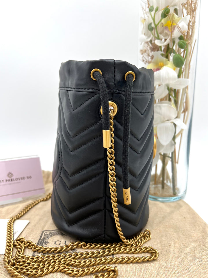 GUCCI MARMONT QUILTED GHW BUCKET BAG