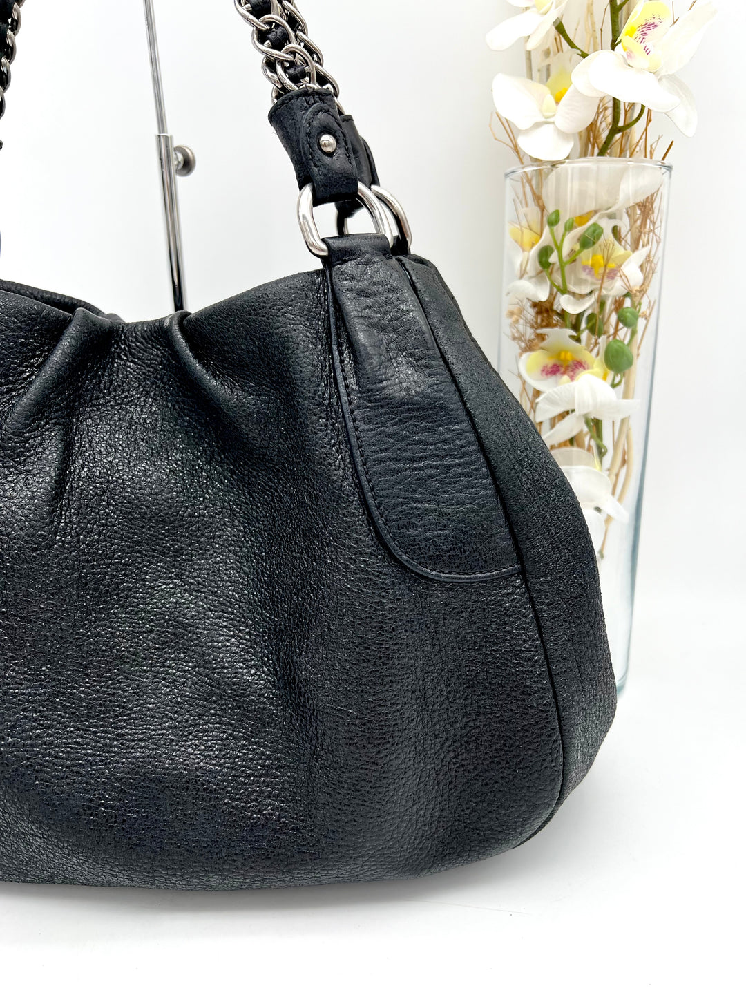 PRADA METALLIC CALF LEATHER CHAIN SHOULDER BAG