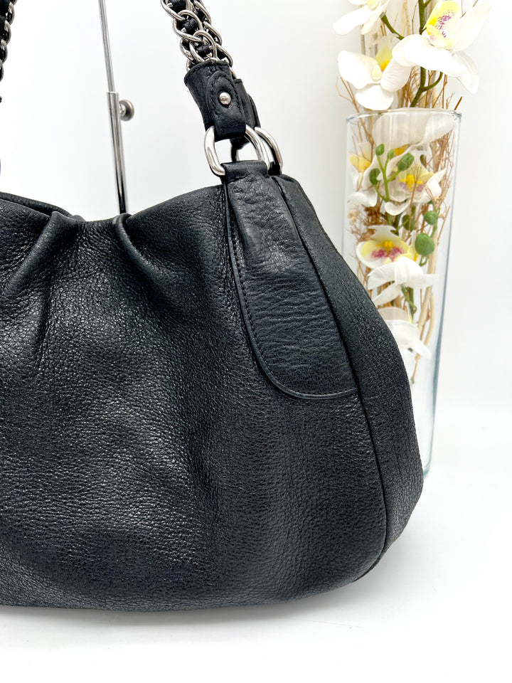 PRADA METALLIC CALF LEATHER CHAIN SHOULDER BAG