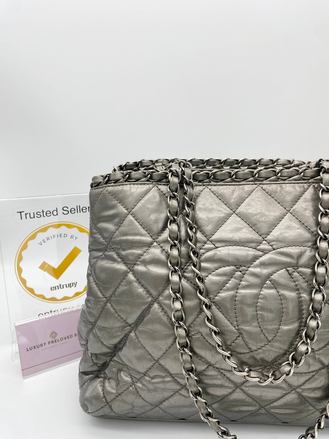 CHANEL CHAIN QUILTED SHOPPING TOTE BAG