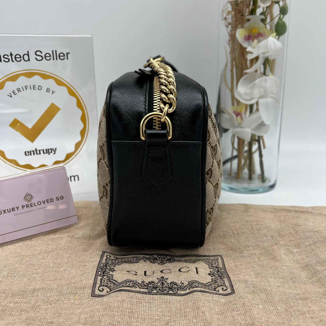 GUCCI METALASSE DIAGONAL MARMONT CHAIN SHOULDER BA SMALL