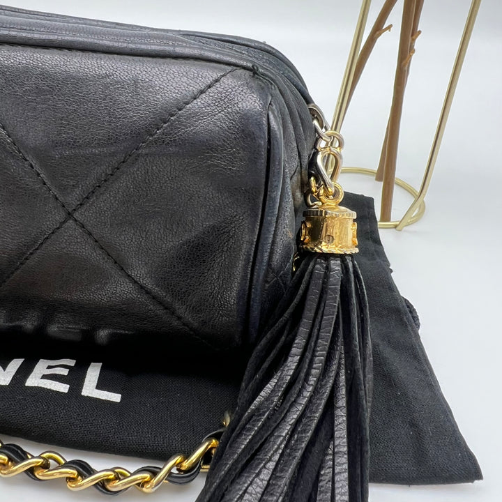 CHANEL LAMBSKIN BARREL QUILTED BAG