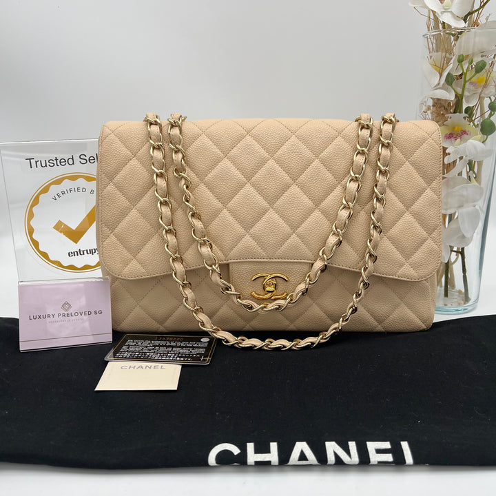 CHANEL CAVIAR SINGLE FLAP JUMBO