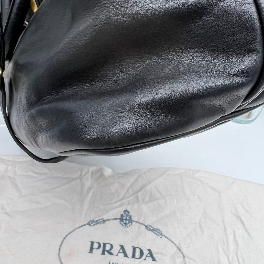 PRADA BLACK LEATHER 2 WAY BAG