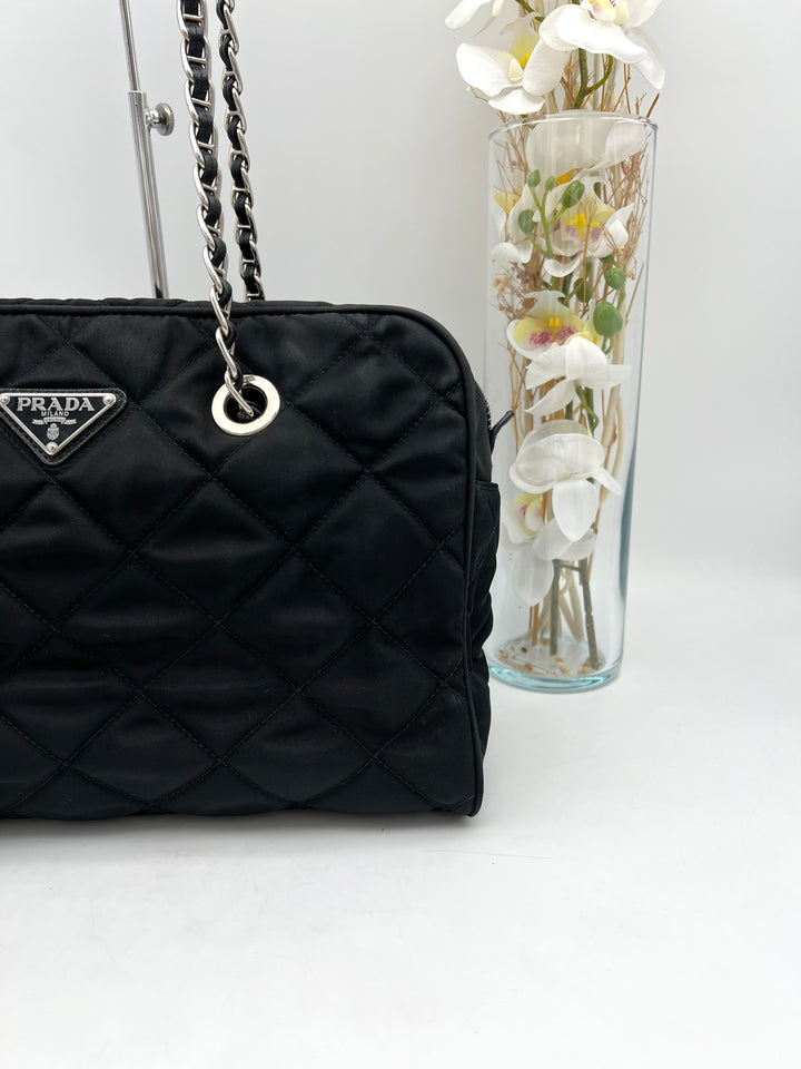 PRADA QUILTED TESSUTO CHAIN SHOULDER BAG