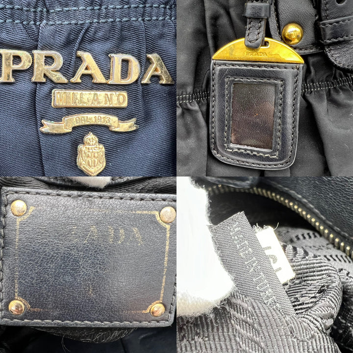 PRADA GAUFRE LEATHER SHOPPING TOTE BAG NYLON