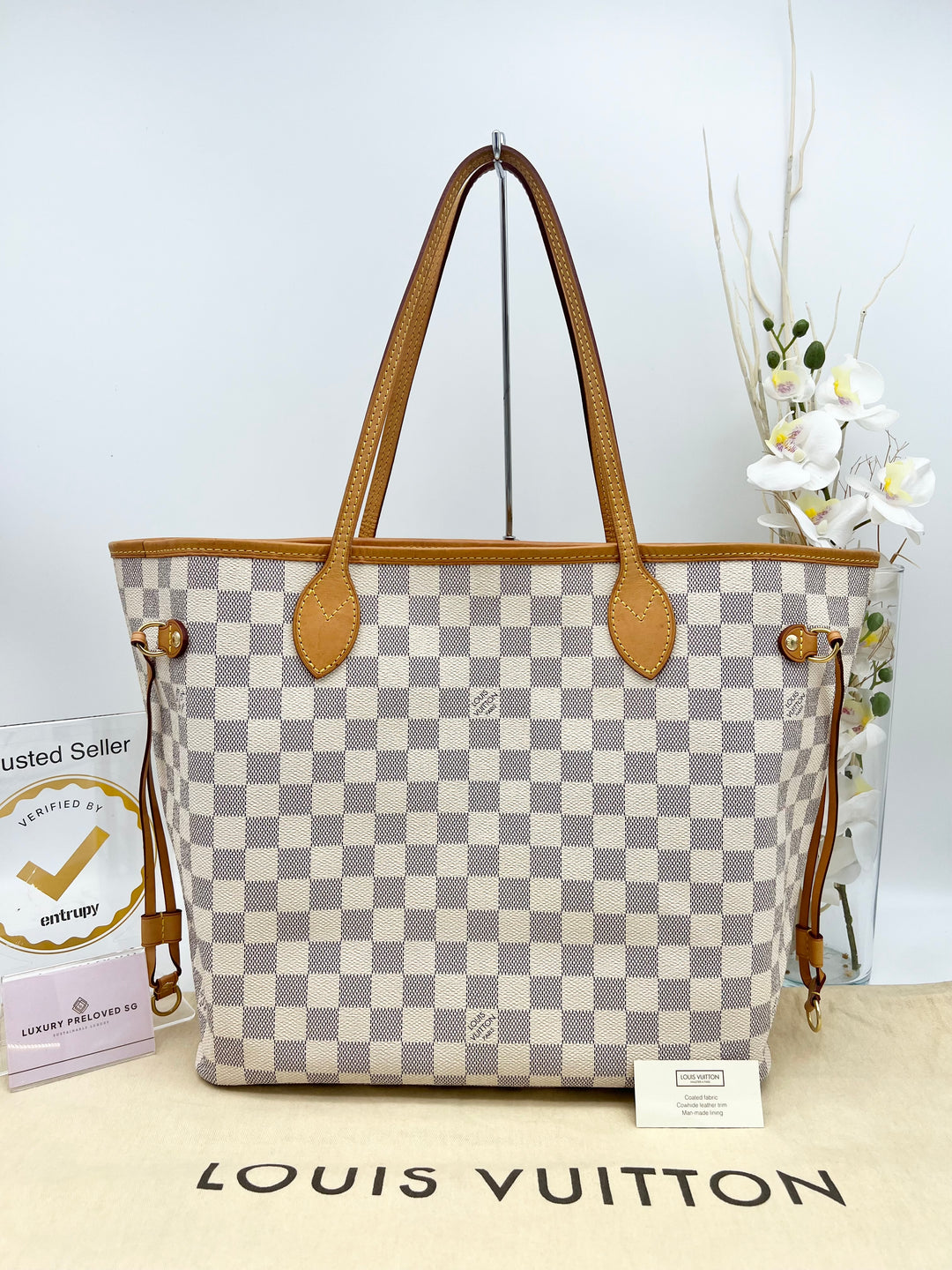 LOUIS VUITTON NEVERFULL MM AZUR W/ POUCH