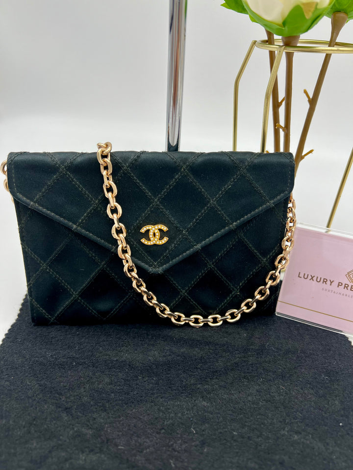 CHANEL QUILTED CANVAS SMALL ENVELOPE POUCH