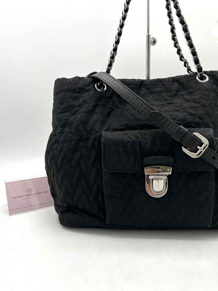 PRADA NYLON QUILTED CHAIN 2 WAY BAG