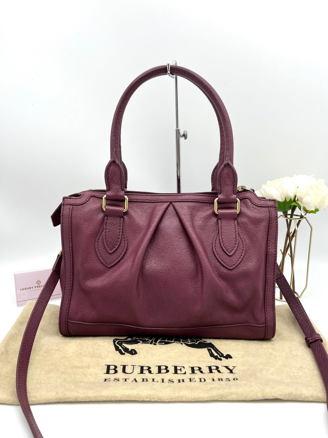 BURBERRY LONDON PURPLE GRAINED SMALL SHOULDER BAG