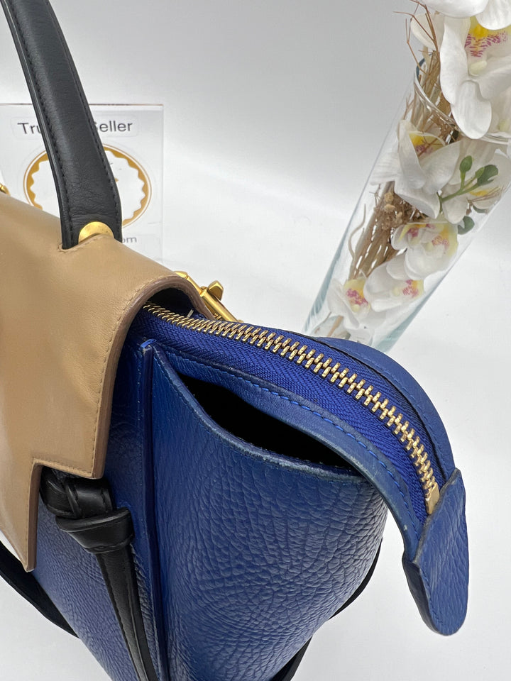 CELINE CALFSKIN BELT TRI COLOUR BELT BAG INDIGO