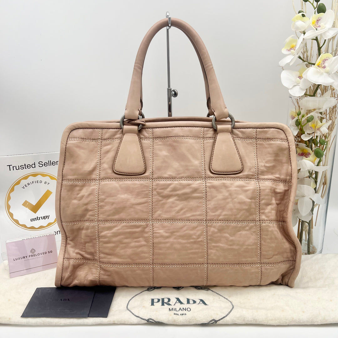 PRADA LEATHER ANTIQUE NAPPA 2 WAY BAG