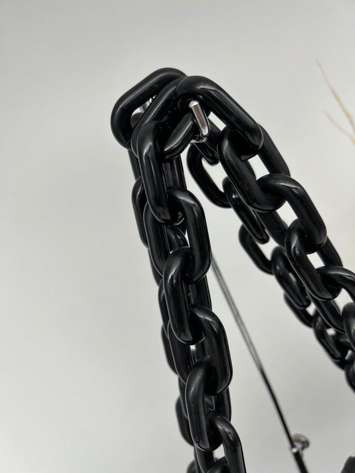PRADA LEATHER GATHER NAPPA CHUNKY CHAIN SHOULDER BAG