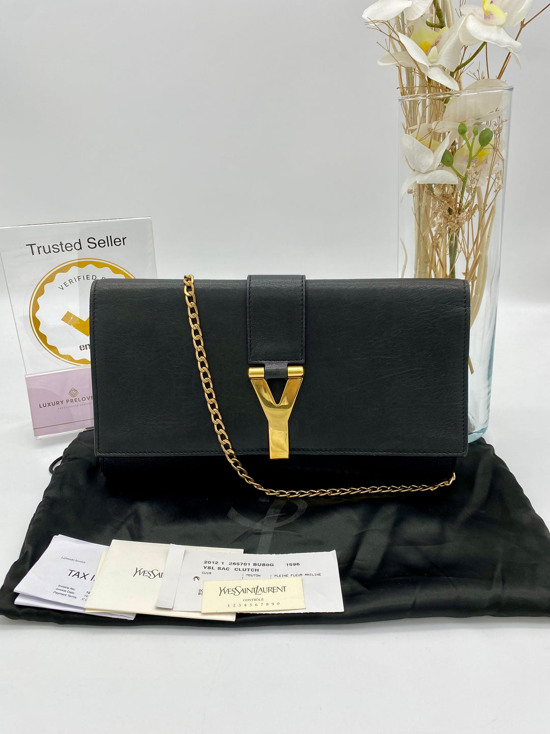 YVES SAINT LAURENT CLUTCH CALF LEATHER