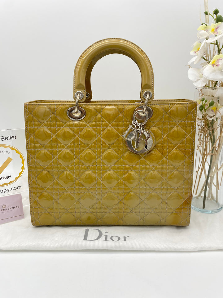 CHRISTIAN DIOR LADY DIOR LARGE PATENT