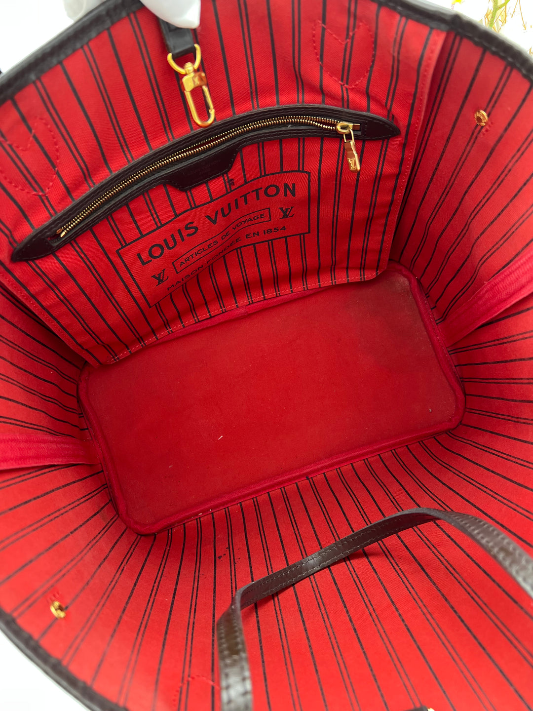 LOUIS VUITTON NEVERFULL MM DAMIER W/ POUCH