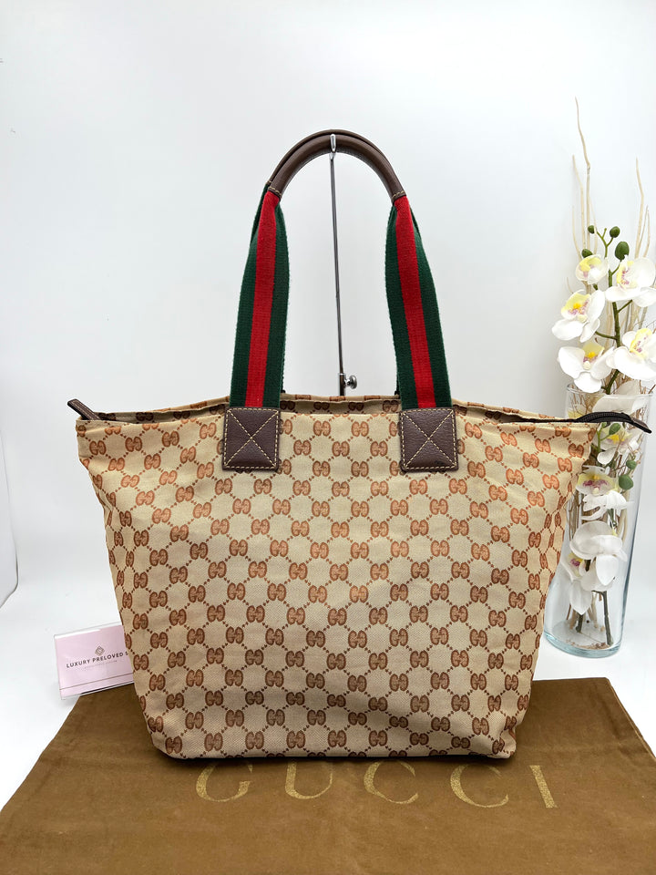 GUCCI OPHIDIA CANVAS TOTE BAG