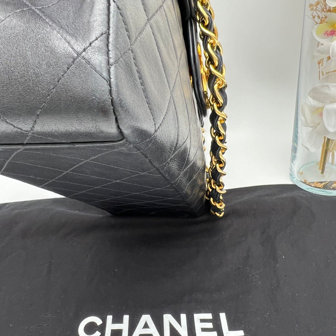 CHANEL LAMBSKIN DOUBLE FLAP MAXI