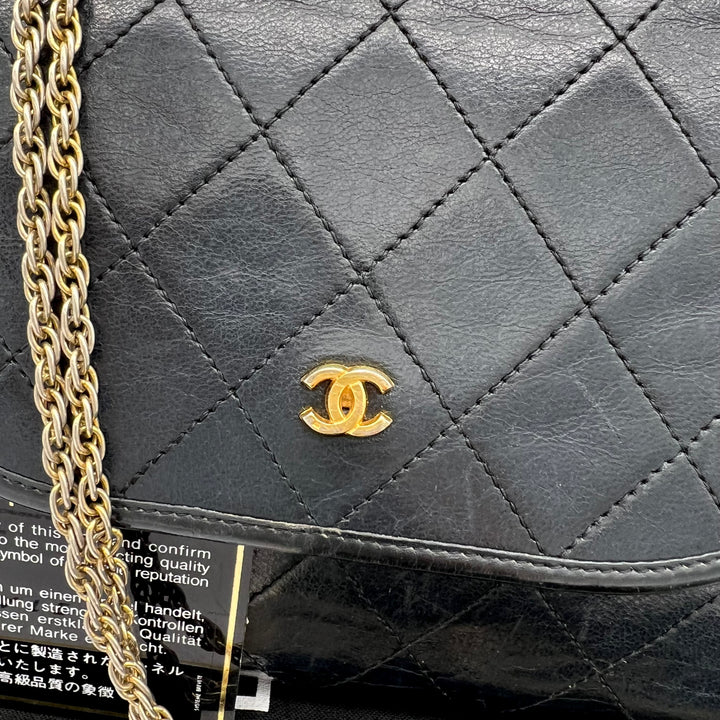 CHANEL BLACK MATALESSE CHAIN SHOULDER BAG LAMBSKIN