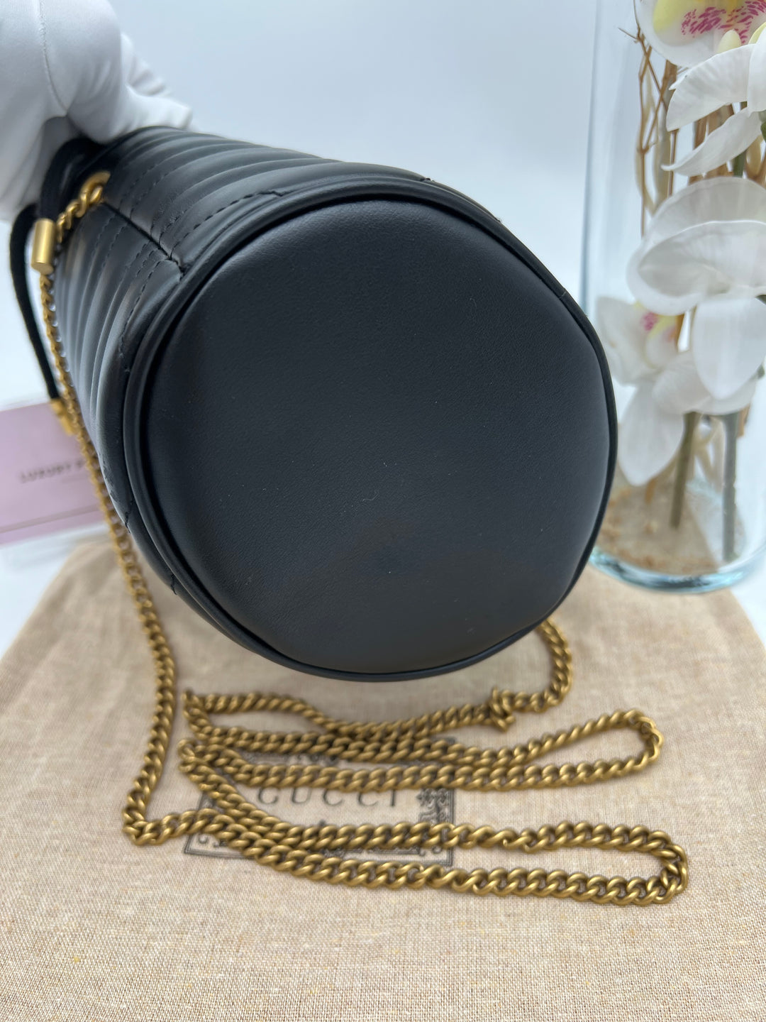 GUCCI MARMONT QUILTED GHW BUCKET BAG