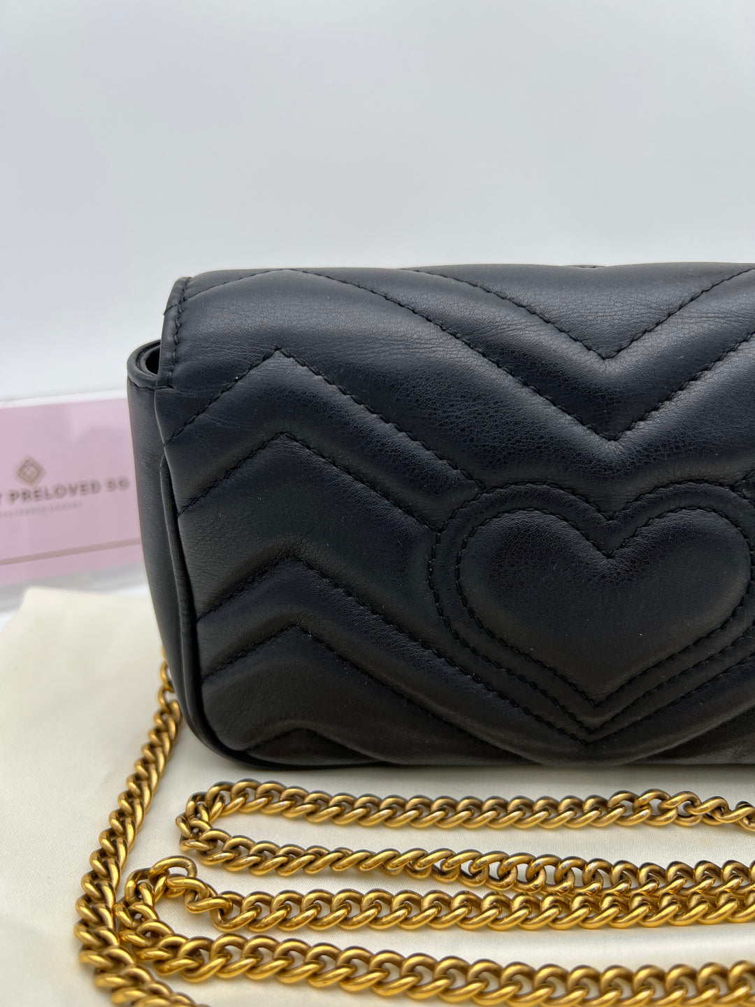 GUCCI GG MARMONT SUPER MINI METALASSE BLACK