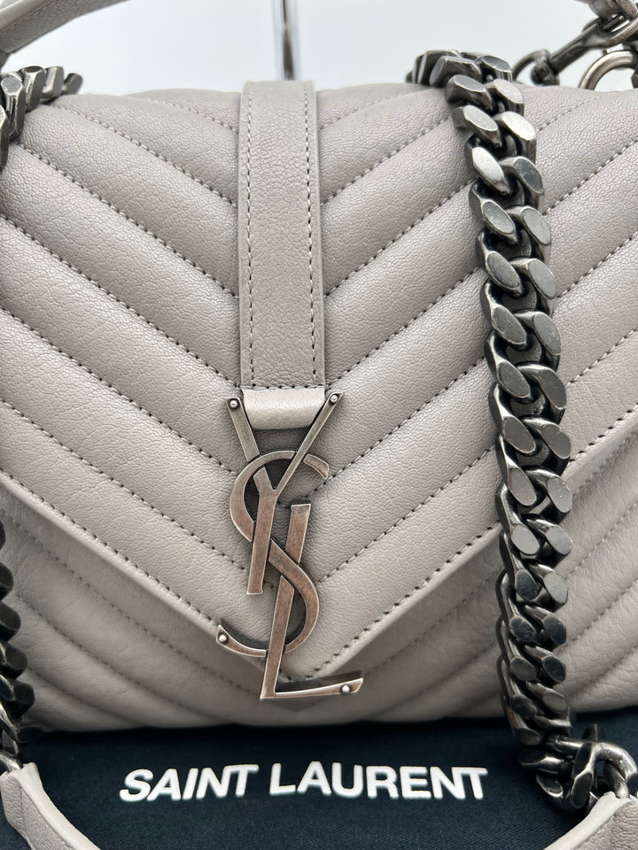 YVES SAINT LAURENT COLLEGE CHEVRON QUILTED BAG SHW MEDIUM
