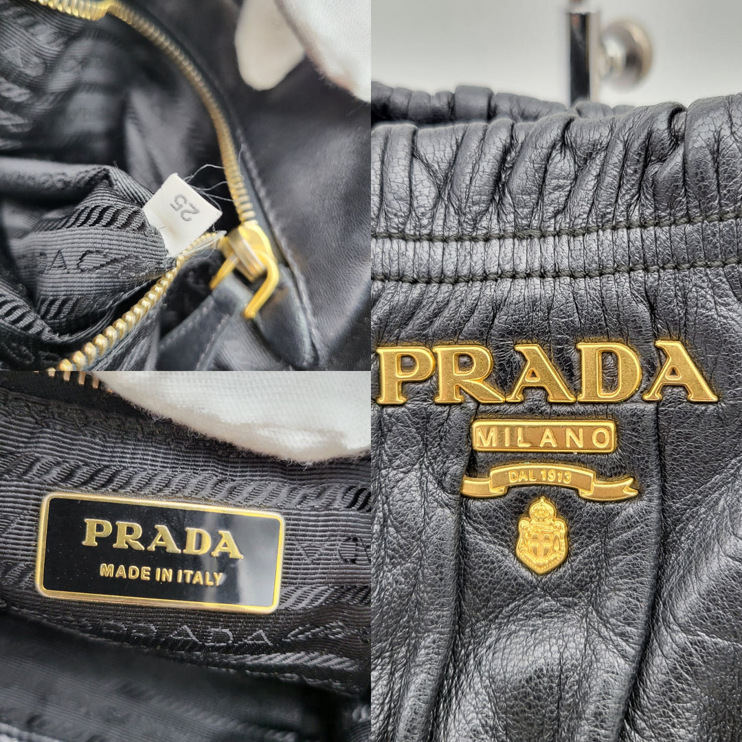 PRADA GAUFRE LEATHER SHOPPING TOTE BAG