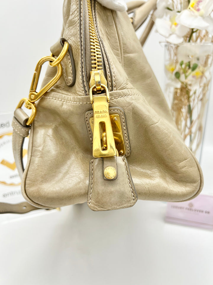 PRADA BEIGE VITELLO SHINE LEATHER