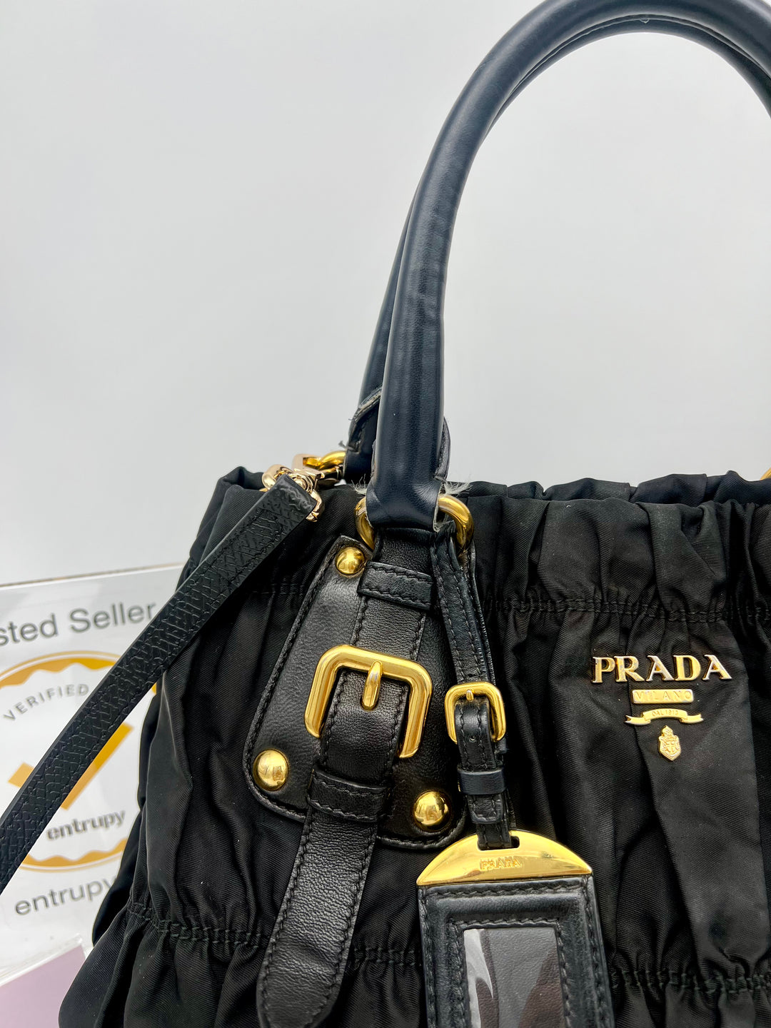 PRADA GAUFRE SHOPPING TOTE BAG