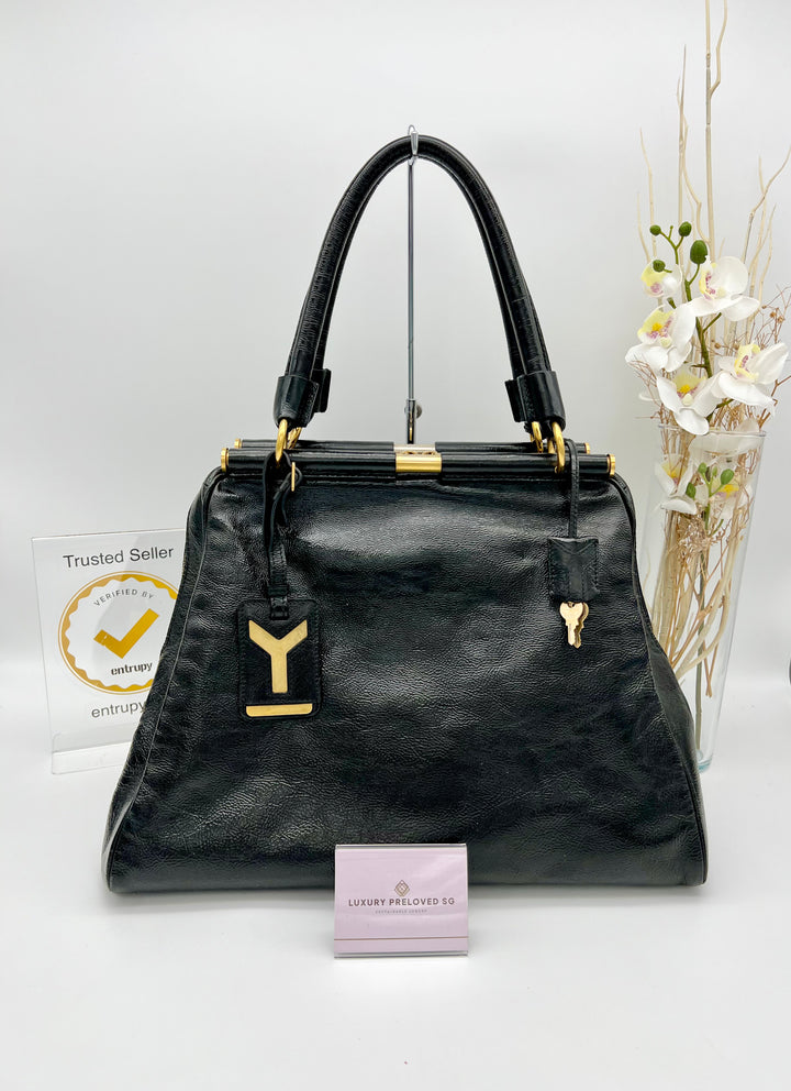 YVES SAINT LAURENT MAJORELLE TOTE PATENT LEATHER