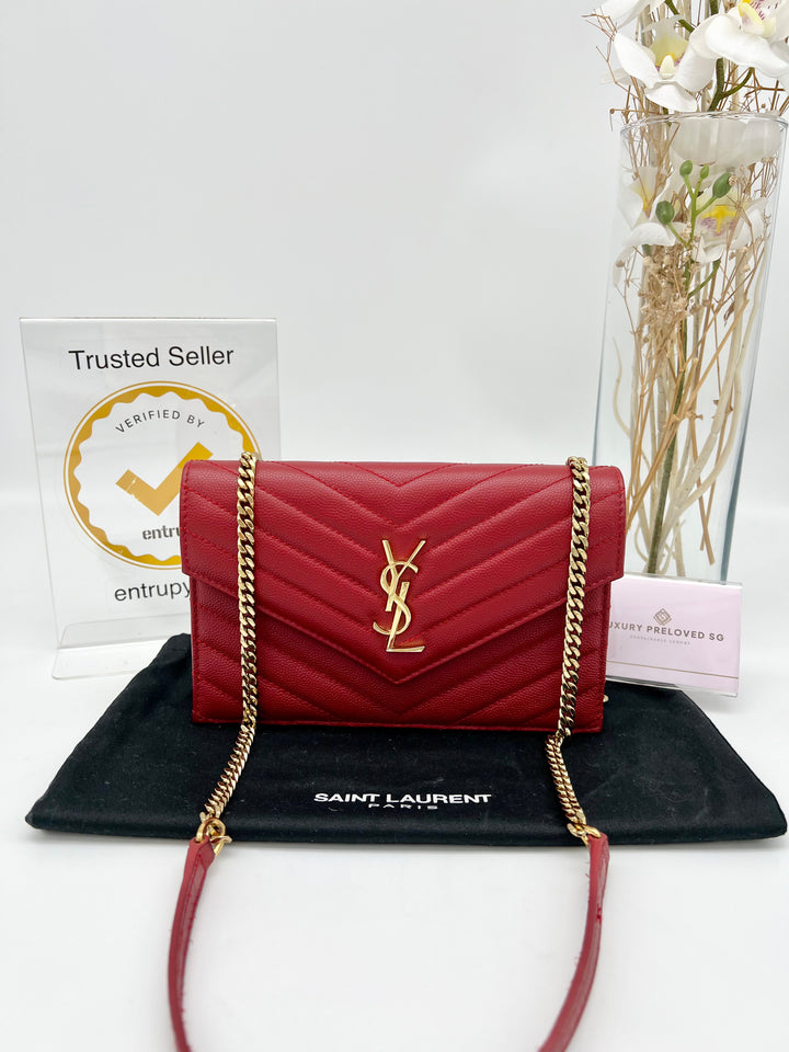 YVES SAINT LAURENT ENVELOPE WALLET ON CHAIN