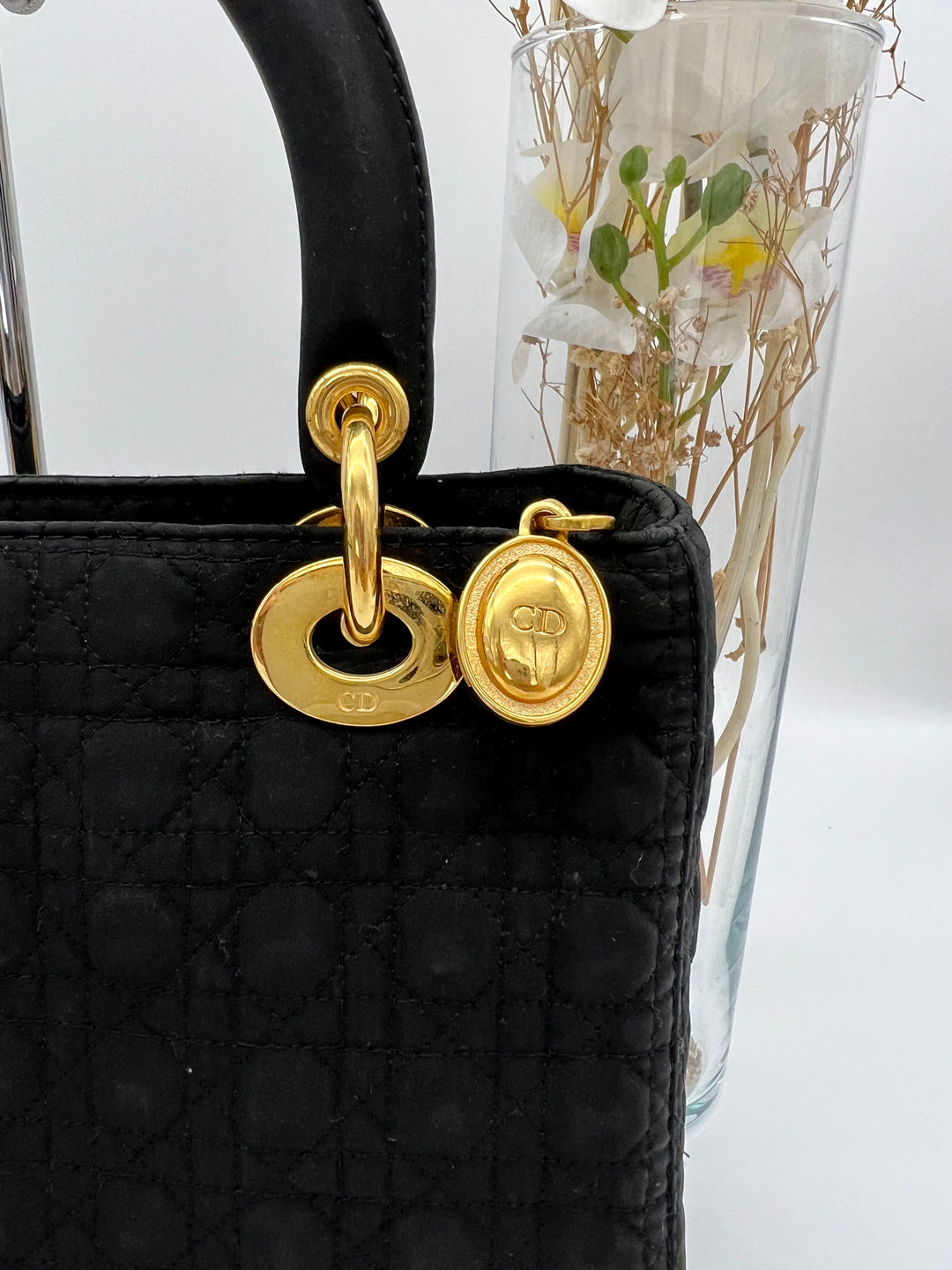 CHRISTIAN LADY DIOR VINTAGE CANVAS SMALL
