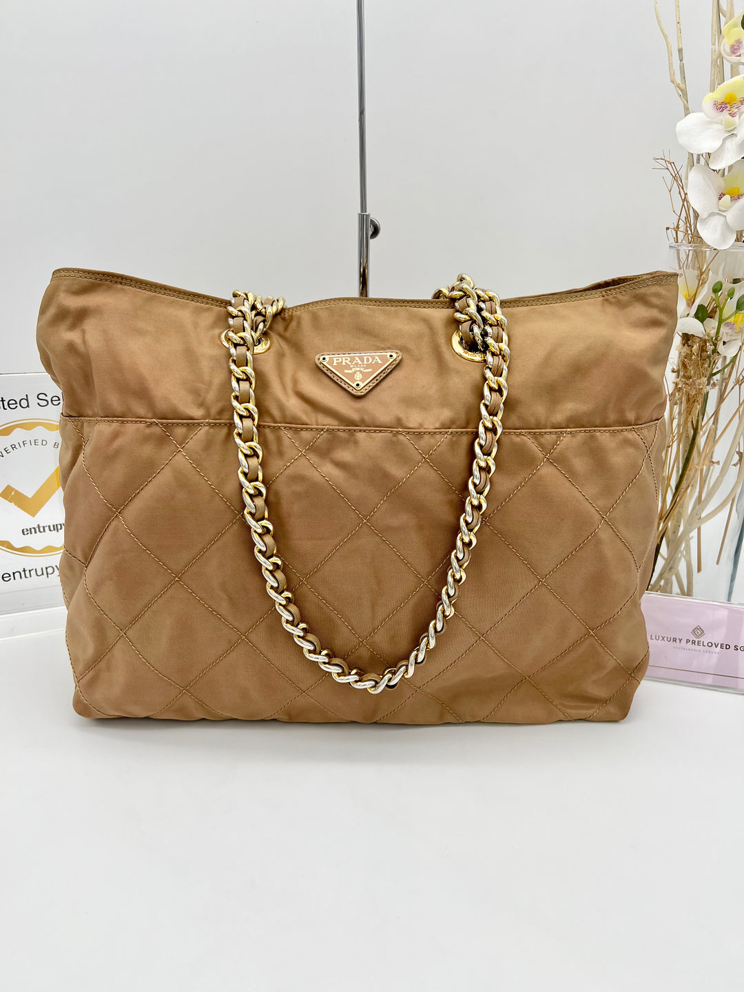 PRADA VINTAGE CHAIN BAG NYLON CANVAS