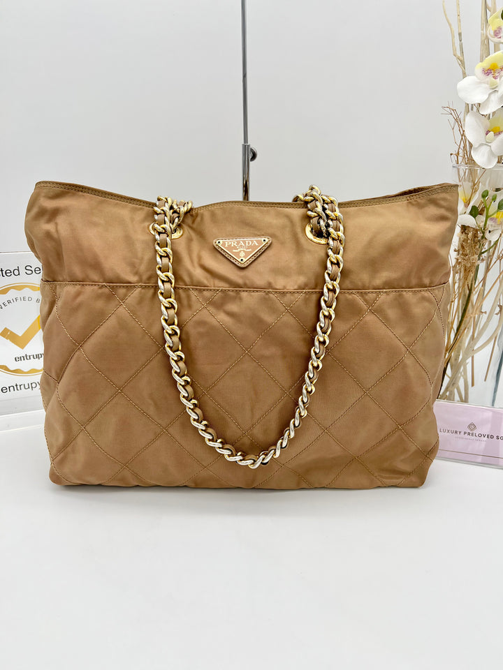 PRADA VINTAGE CHAIN BAG NYLON CANVAS