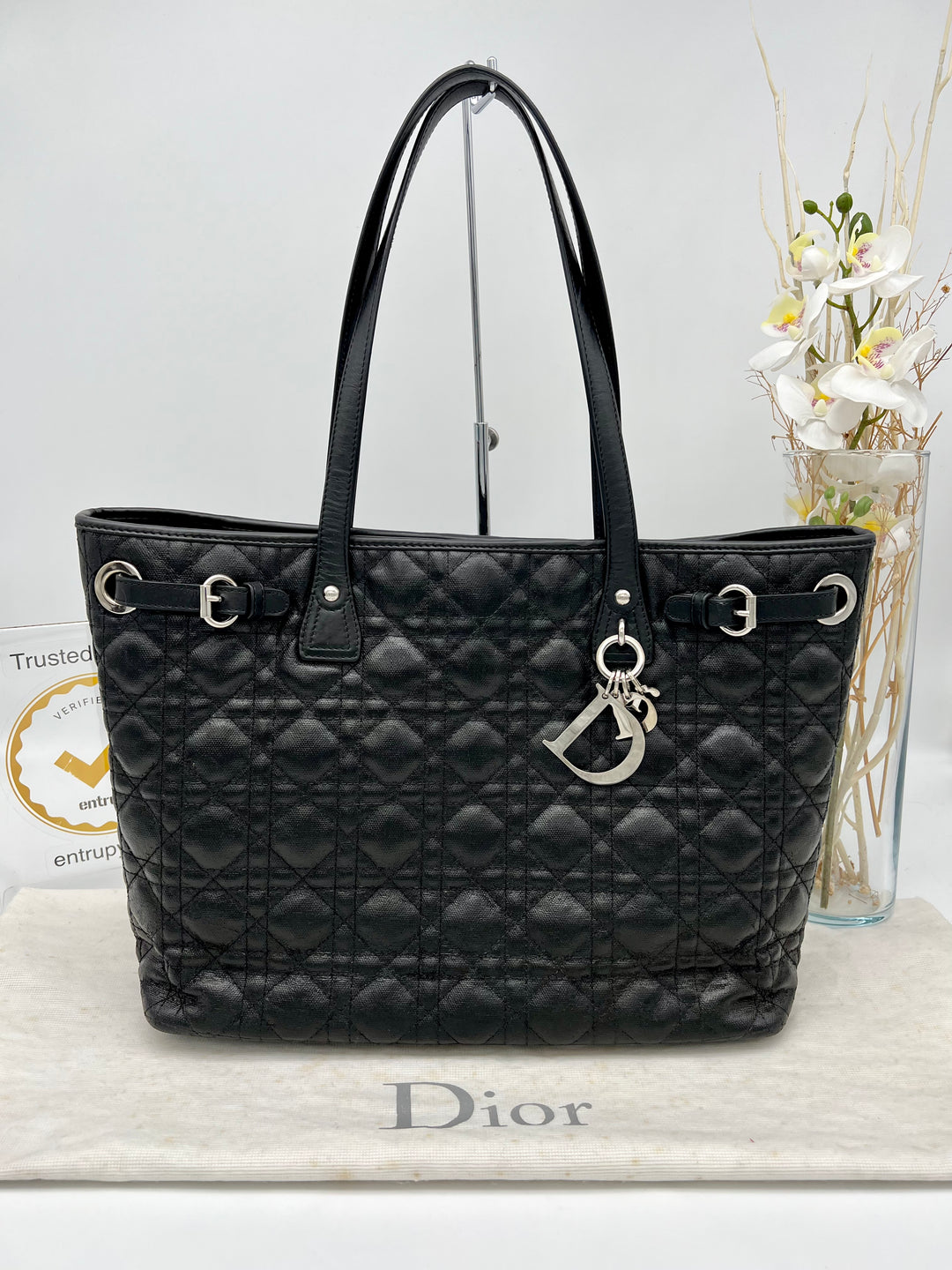 CHRISTIAN DIOR VINTAGE CANNAGE CANVAS TOTE