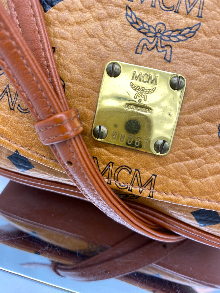 MCM MINI VISETOS COGNAC CROSSBODY